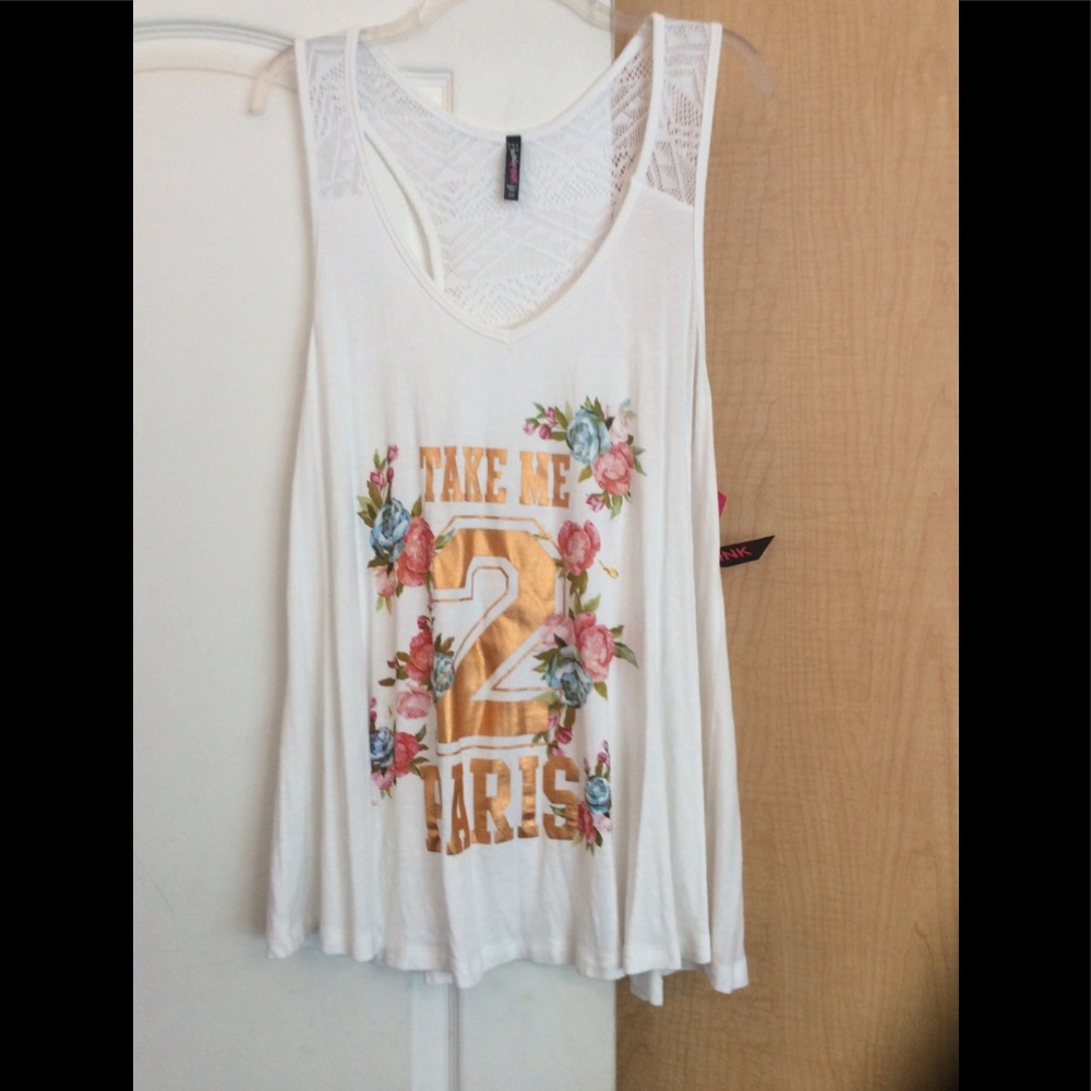 New White color/floral printed front,women top 1X